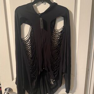 See You Monday Black Cutout Hoodie